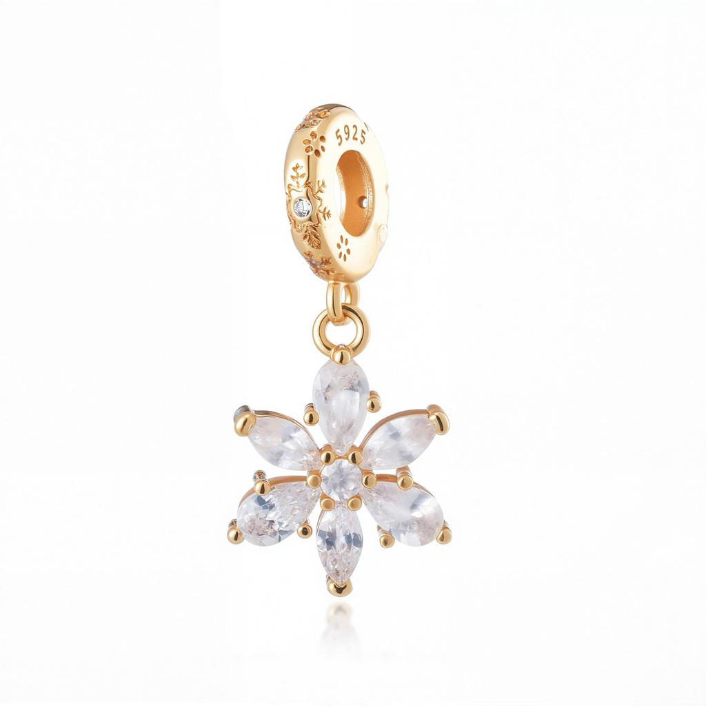 NEW Gold Plated Charm Beads & Pendants Set for European Bracelets Women Fashion Zircon Starfish Axolotl Cross Charms DIY Jewelry