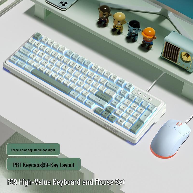 Women's Wireless Bluetooth Mechanical Keyboard & Mouse Set with Brown Switch Feel for Office and Gaming