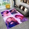 Kpop Girls 3D Schwarz und Pink-k HD Teppich für Wohnzimmer Schlafzimmer Heimdekoration, rutschfeste Bodendekoration für Sofa Fußmatte