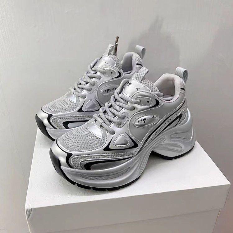 [Shining Galaxy] Leather casual dad shoes women's 2025 new spring and summer platform sports women's shoes fashion