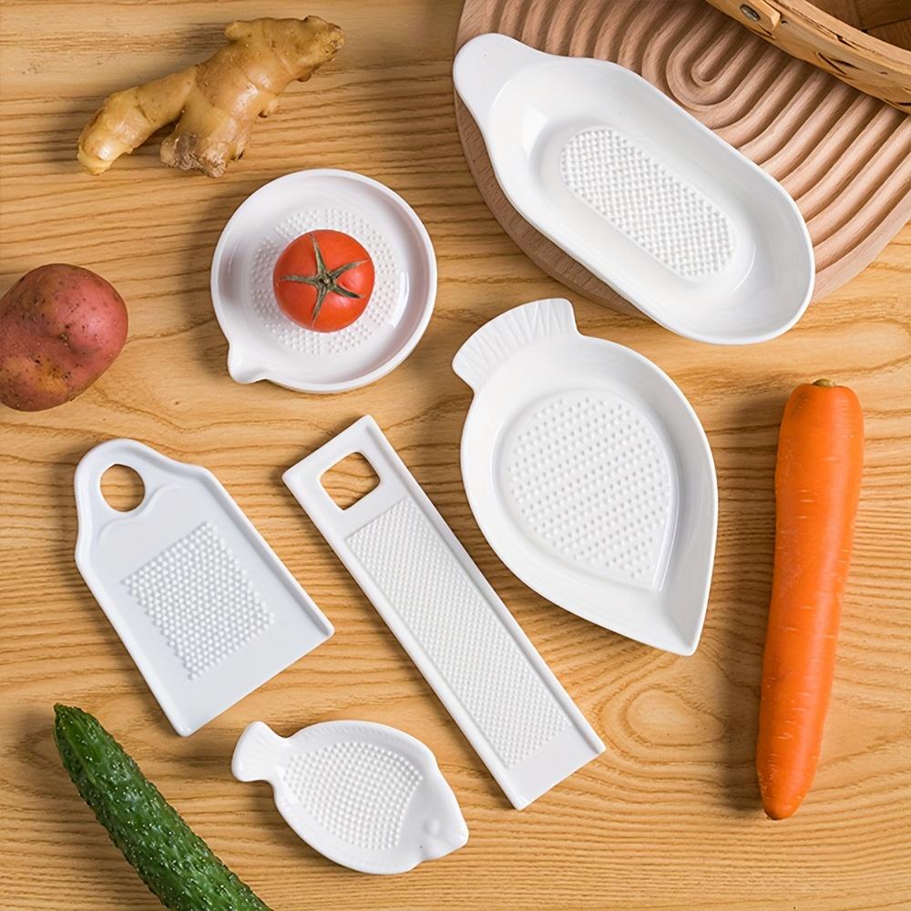 1pc Elegant White Ceramic Manual Grinder with Handle , Handheld Kitchen Tool for Garlic, Ginger, Carrots, and More
