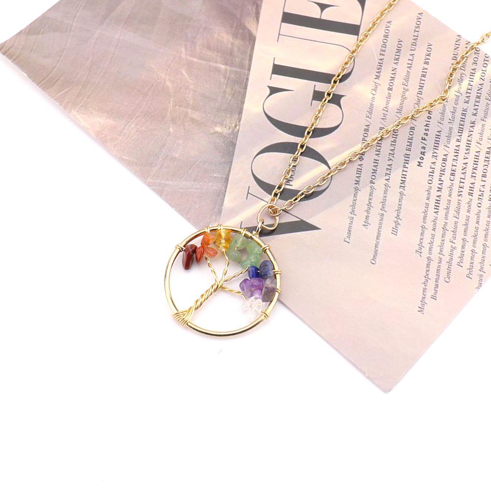 Natural Stone Tree of Life Heart Necklace Pendant