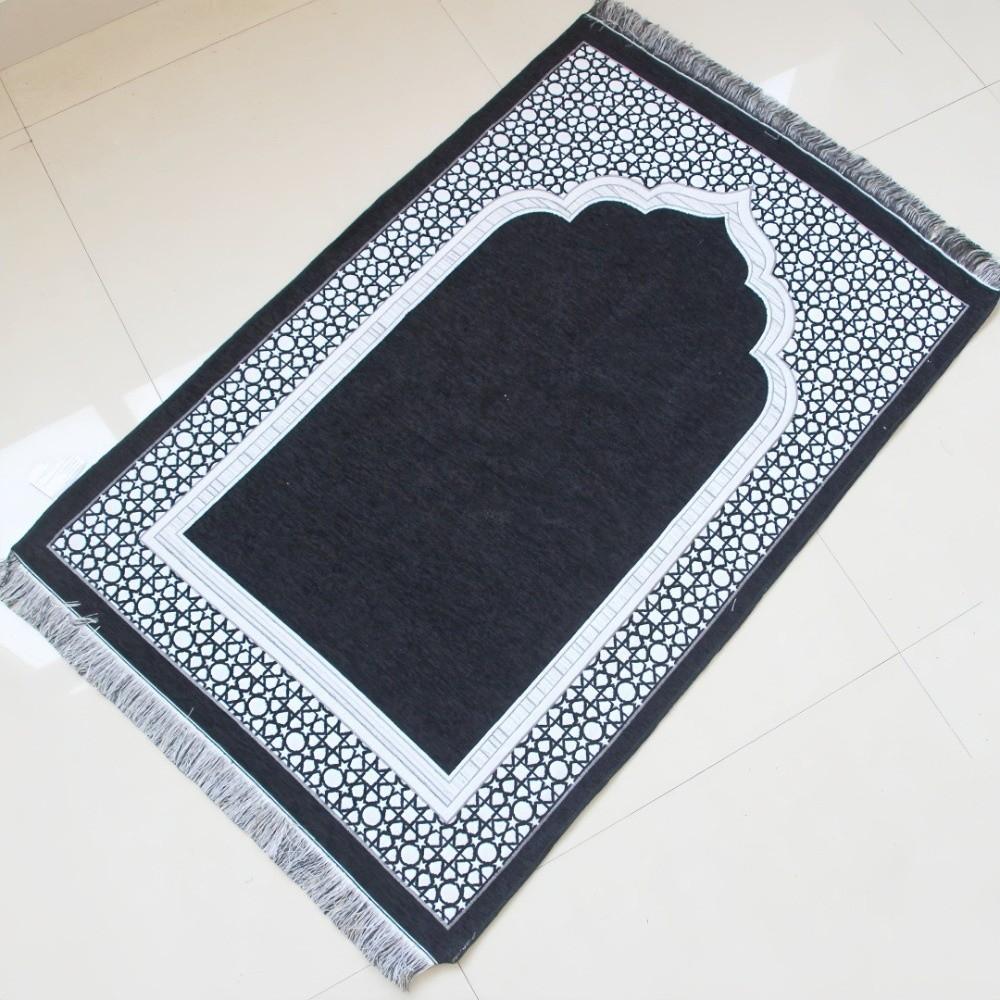 Ethnic Foldable Prayer Rug Washable Rectangle Living Room Rug Non-slip with Tassel Islamic Prayer Mat