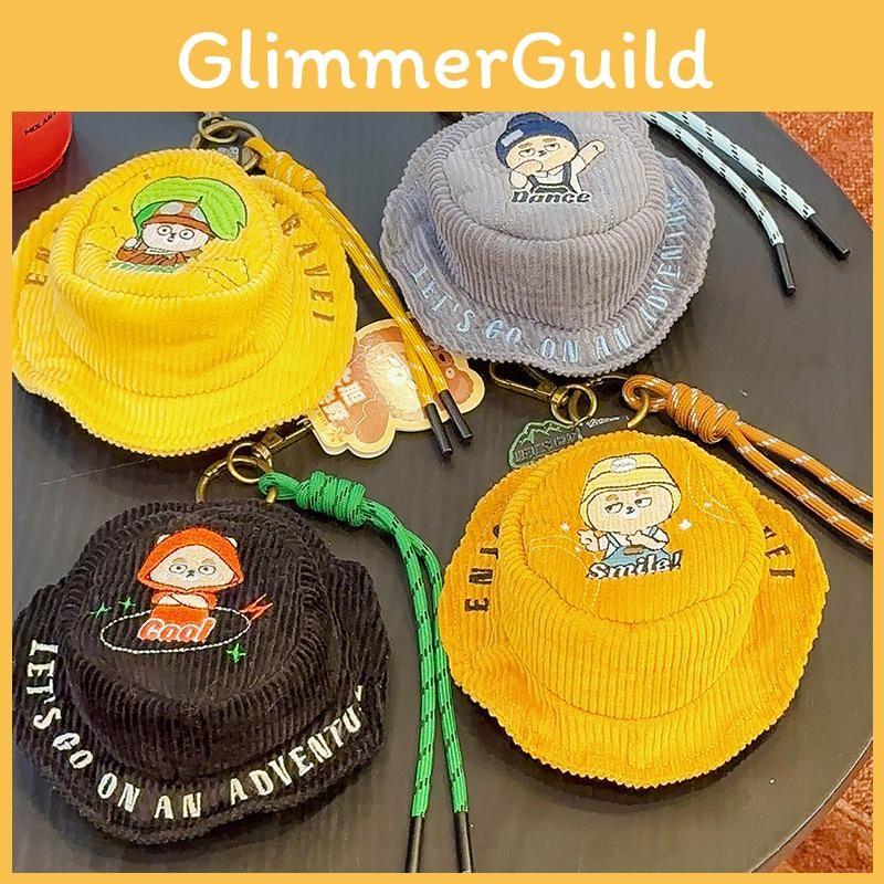 Bold Bear Goes Wild Series Corduroy Hat With Embroidered Coin Keychain Purse