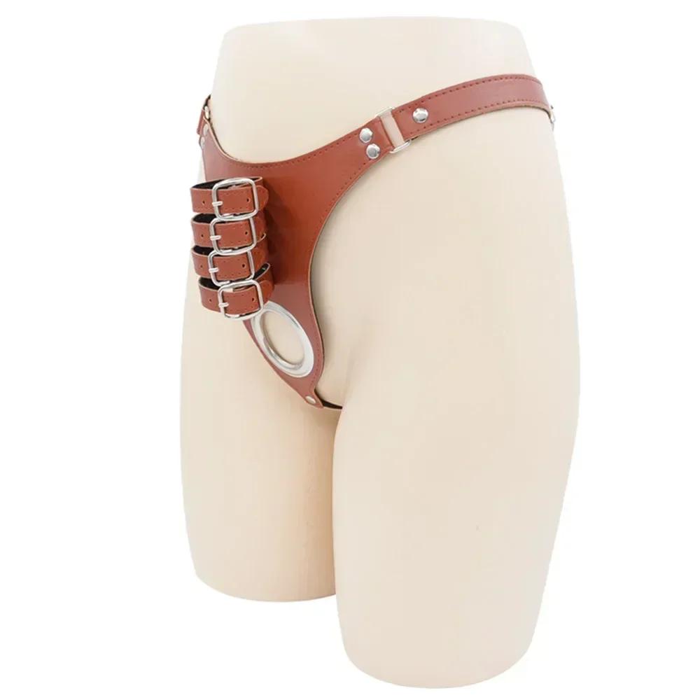 Male Chastity Belt Sextoys Chastity Cage Leather Penile Wearing Pants Penis Ring Erotic Urethral Chastity Sex Toys for Men