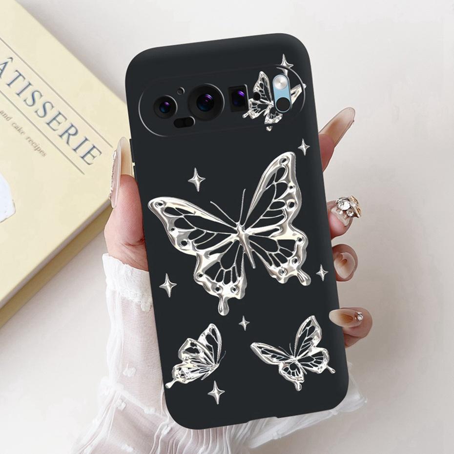 Beautiful Floral Painting Phone Case For Google Pixel 9 Pro 9A Black Silicone Soft Cover For Google Pixel9 9A 9Pro Cases Bumpers