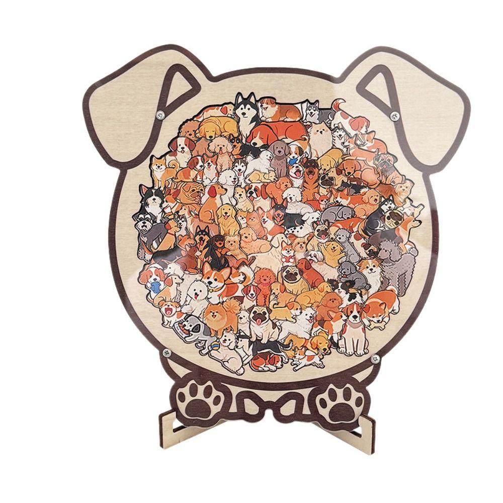 Dog Cat Wooden Puzzle Animal Puzzle Unique Irregular Puzzle Cat-shaped Jigsaw Children's Toy
