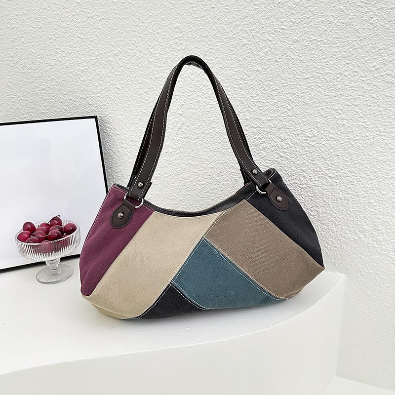 Fashionable and Color-blocked Underarm Bag Casual Large-capacity Single-shoulder Bag