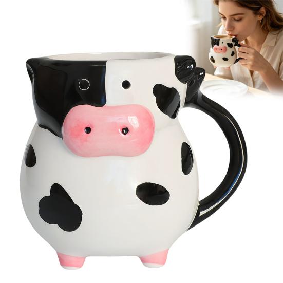 Tazze da Caffè da Ufficio con Manico, Tazza in Ceramica Mucca 3D, Capacità 580ml, Tazze Mattutine Carine, Tazza Animale, Decorazione da Scrivania Originale per Casa E