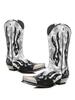 Fashion Embroidered Flame Colorblocked Knee-High Boots Fashionable Pointed Toe Thick-Heel Knight Botines Large-Size Men Botas Femininas