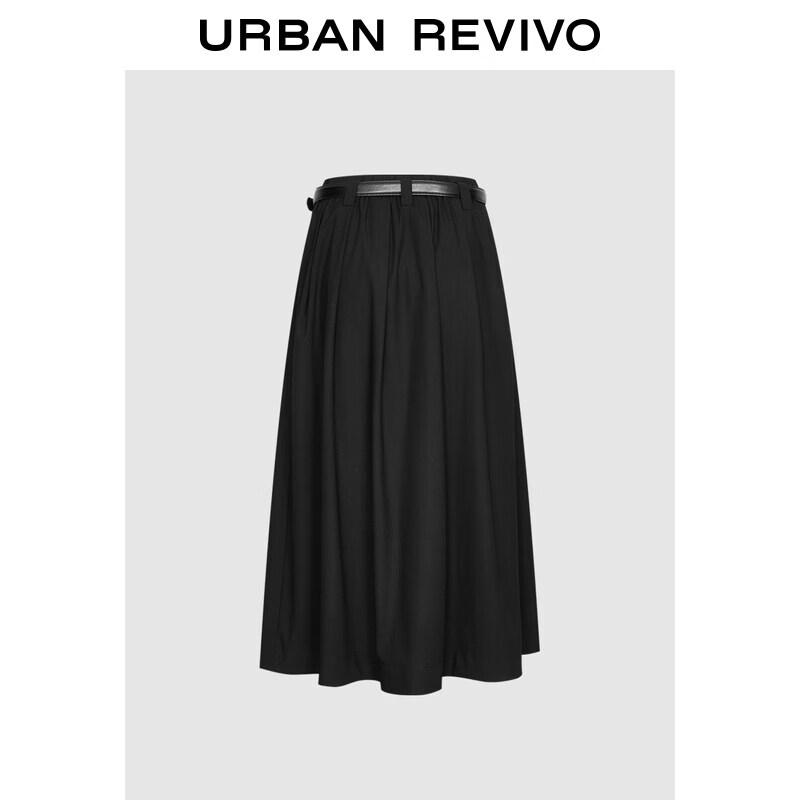 UR2026 Pleated Belt Decor Mini Skirt S