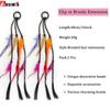 Synthetische Handgeflochtene Bunte Feder-Simulations-Perücken-Zopf Böhmischer Stil Gummiband Haaraccessoire Geeignet für Damen-Partys