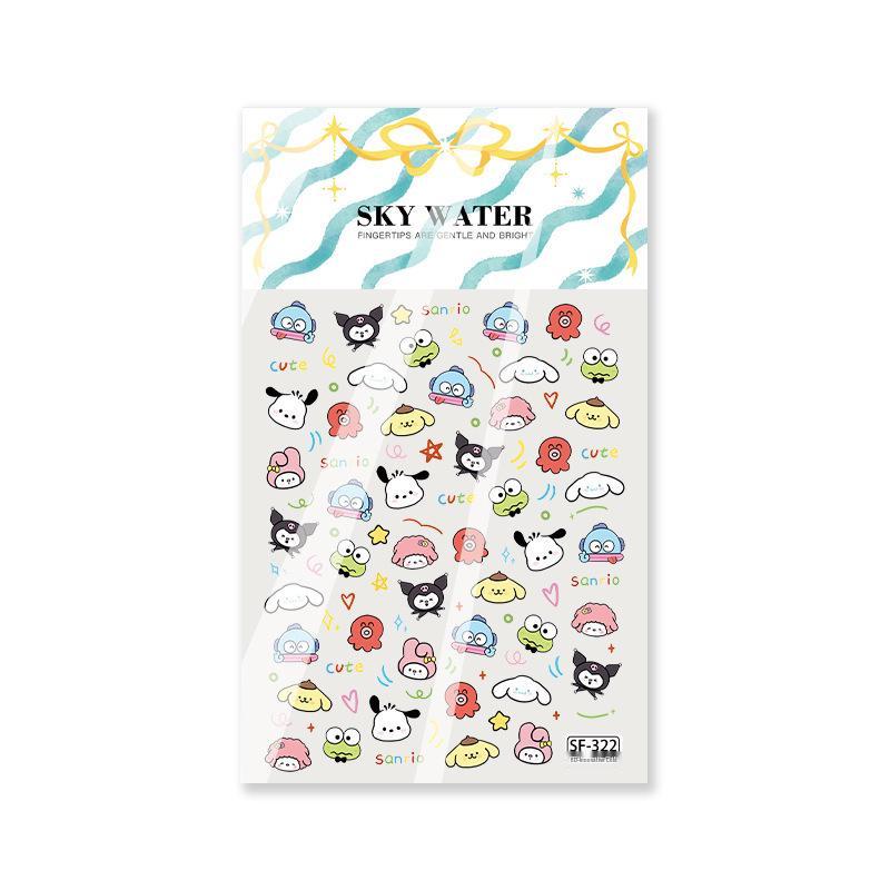 Рельефные 6D наклейки для ногтей Kuromi & Cinnamoroll - Маленькие мультяшные узоры