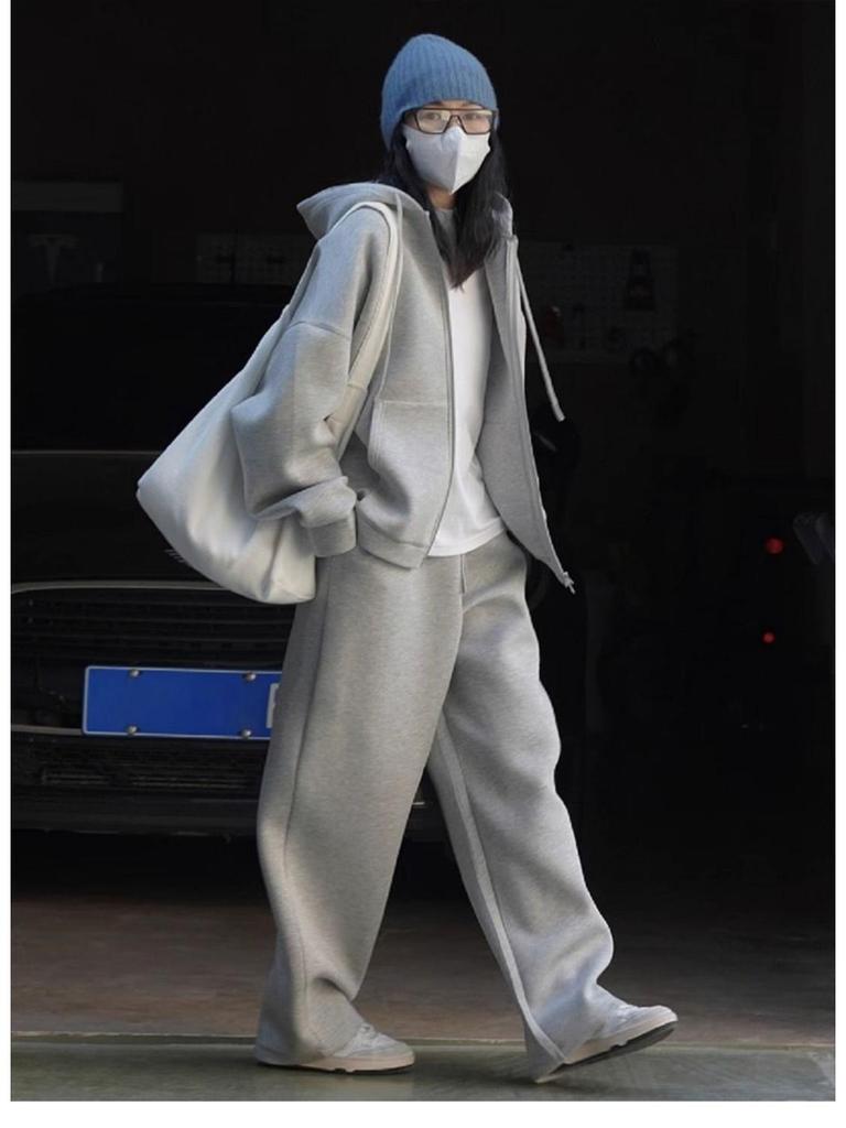 Women's 2025 Street Style Hoodie & Wide-Leg Pants, Autumn/Winter Thickened Casual Tracksuit Two-Piece Set