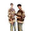 Men's Retro Color Block Mohair Crew Neck Sweater - Winter Trendy, Lazy Style Knitwear for Couples