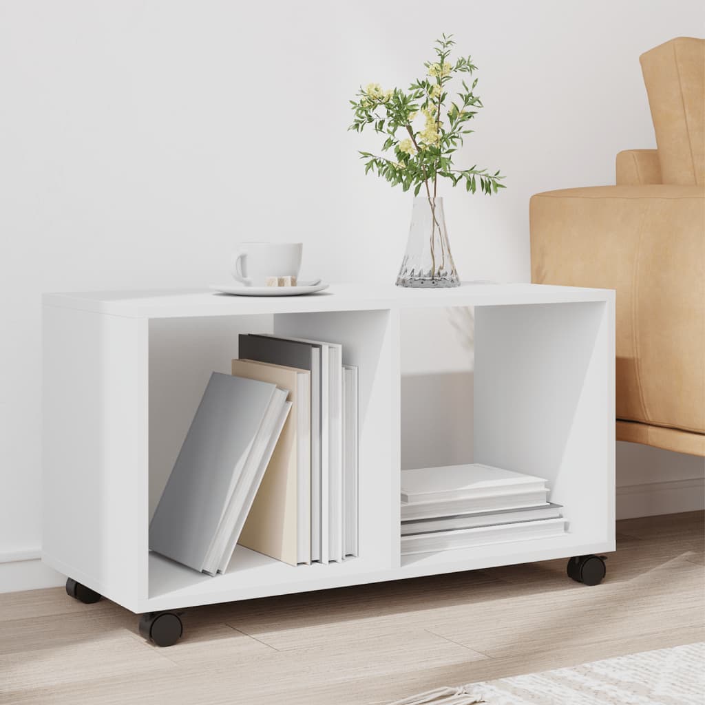 Vidaxl Szafka Na Kółkach, Biała 72X33X42,5 Cm, Materiał Drewnopochodny