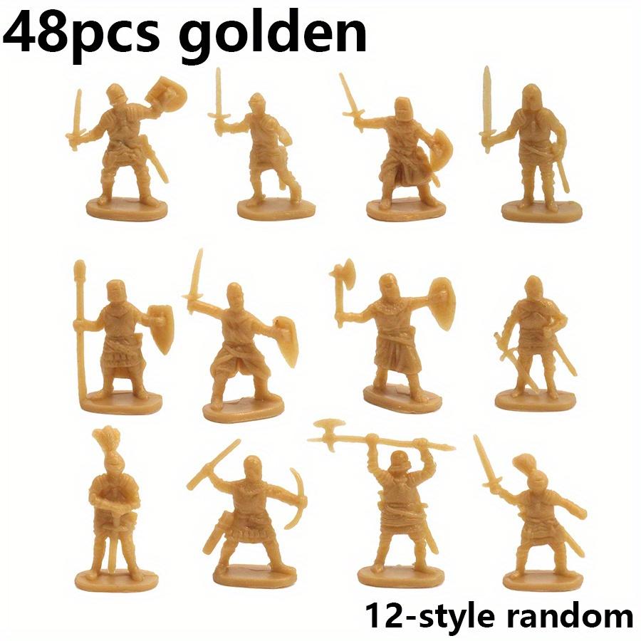 50pcs Mini Medieval Soldier Figurines - 12 Styles Miniatures for Military Enthusiast RPG War Games Table Ornament Car Decor JXB
