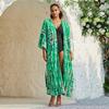 EDOLYNSA Printed Kimono Cardigan for Women Plus Size Bathing Suit Cover Up Casual Summer Dress Long Blouse Robe De Plage Q1314