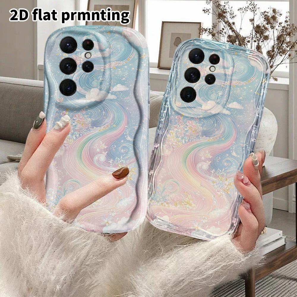 Phone Case: 2D Flat Samsung Galaxy A34 A35 M05 M06 S20 S22 S21 FE Plus 5G Protective Case, Couples Style, Cloud and Flower Sea, Christmas and Hallowee