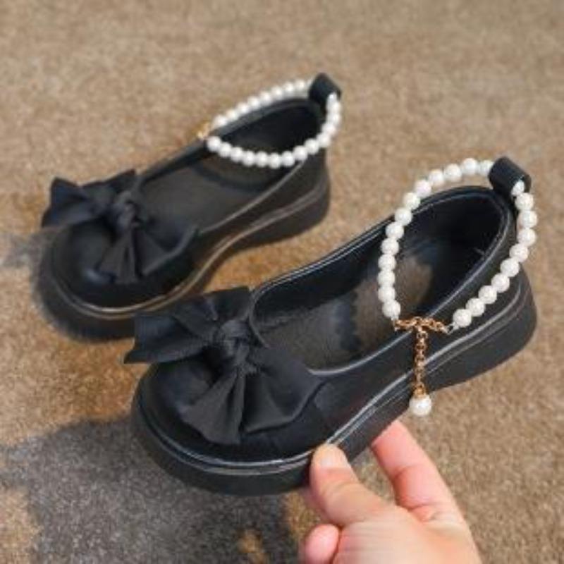 

Girls white flats spring and autumn new girls soft sole pearl bag head princess shoes casual 37 чорний