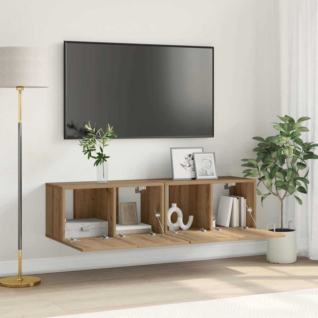 TV Cabinet Set 2 Pcs Brown 60 X 30 X 30 Cm Engineered Wood