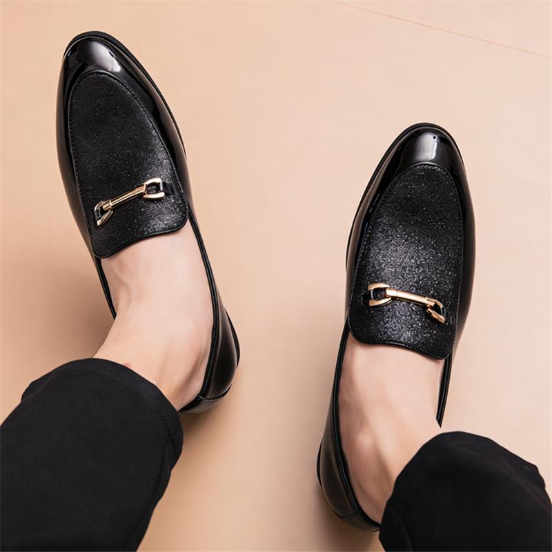 Designer Fashion Luxury Men's Black Metal Buckle Casual Dress Leather Shoes Male Wedding Homecoming Prom Footwear Zapatos Hombre