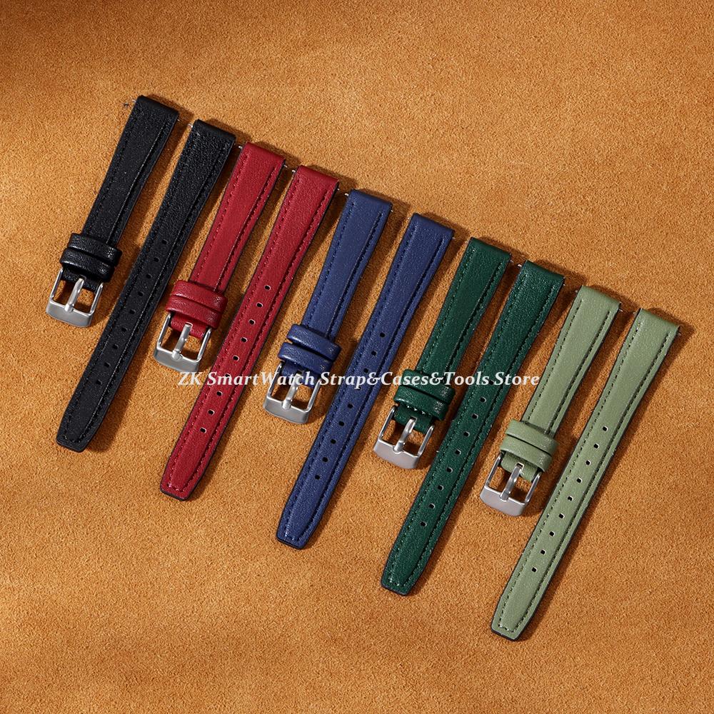 Leather Watch Strap 10mm 12mm 14mm 16mm for Men Women Universal Soft Wrist Band Ultra Thin Bracelet Pin Clasp Watch Accessories