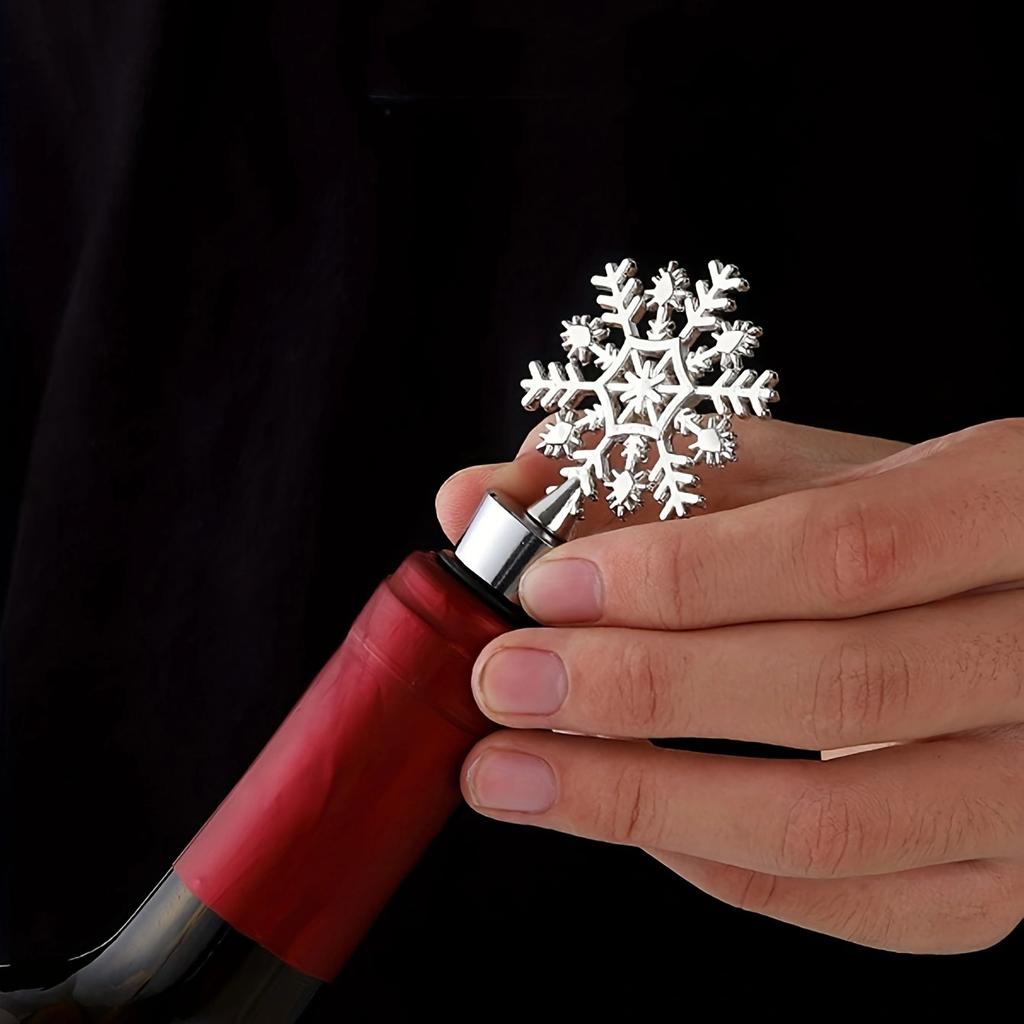 1pc/2pcs/3pcsExquisite Snowflake Wine Stopper - Preserves Wine Freshness,Creative Christmas Gift,Party Decoration, Durable