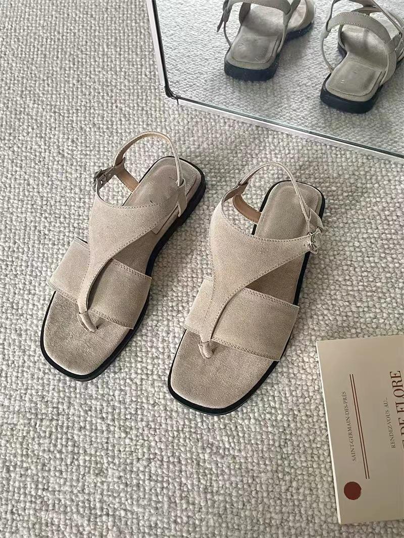 

Кожаные сандалии на плоской подошве Винтажная пляжная обувь 38 абрикосовый