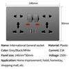 Universal Wall Socket with USB-C USB Charger & Switches- 2 Gang Power Outlet With LED, Flush Mount, AC 110-250V