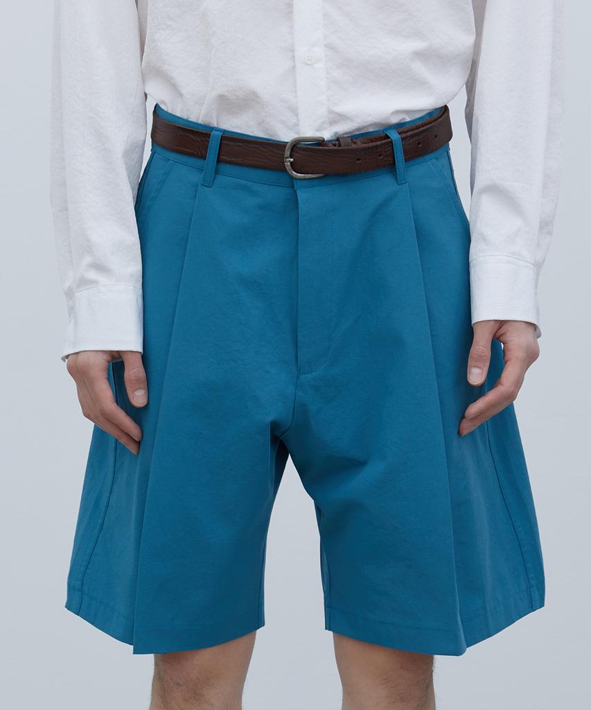 TRIP LE SENS Washed Cotton Single-Pleat Bermuda Pants _Washed Black