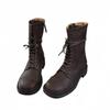 Knight boots autumn and winter new versatile fashion square head comfortable side zipper retro strap flat boots