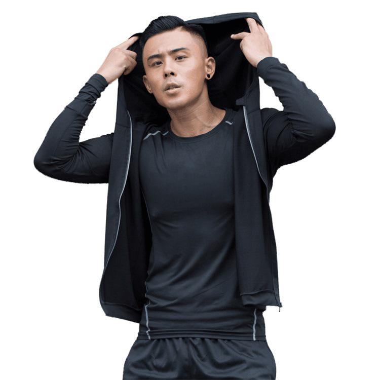 Podzimní/Zimní Rychleschnoucí Sportovní Mikina s Kapucí - Běžecká Fitness Bunda s Dlouhým Rukávem