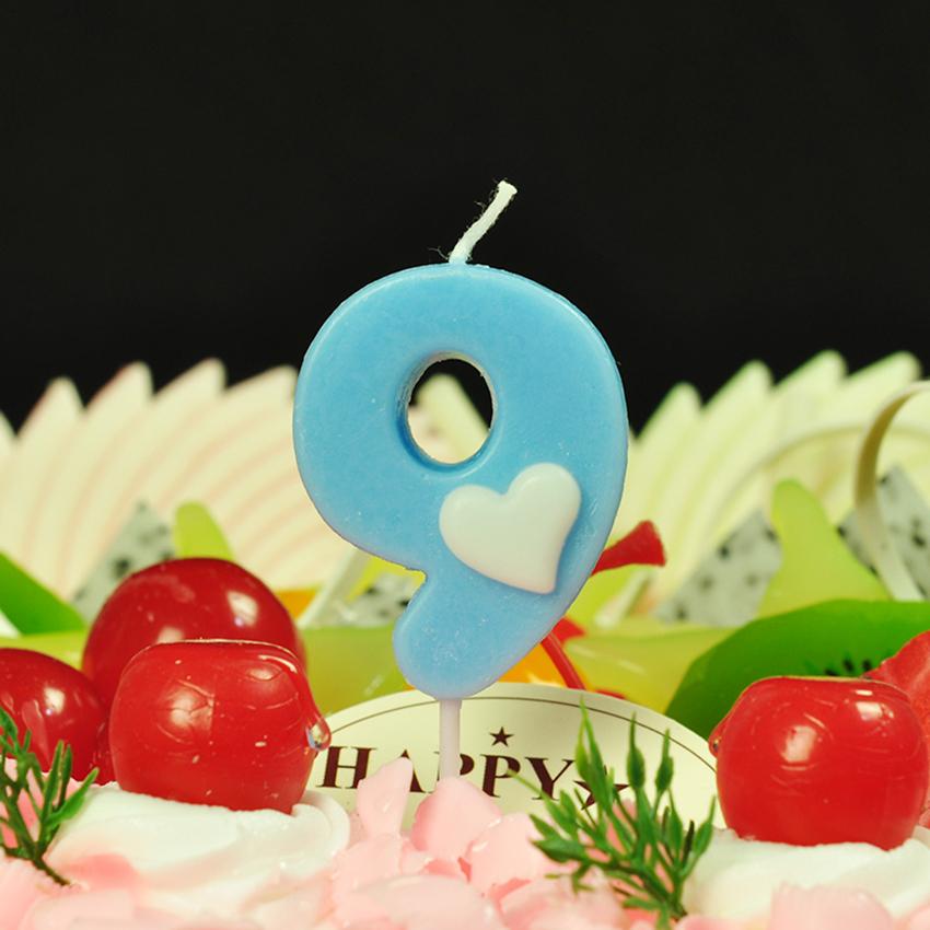 

Свечи в виде цифр на день рождения - свечи в виде цифр на торт от 0 до 9 синего цвета с сердечком на торт, украшение на день рождения, годовщину свадьбы