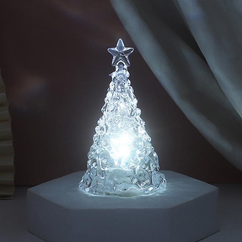 Veilleuse Arbre de Noël en Cristal Ornement de Bureau de Noël Lampe Arbre de Noël Cadeau de Noël Brille dans le Noir Décoration de Maison