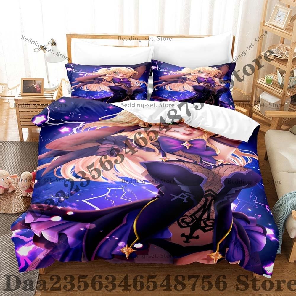 Anime Fischl 3Pcs Bedding Set 3D Print Duvet Cover Pillowcase Soft Bed Linen Single Twin Queen King Size Home Textile
