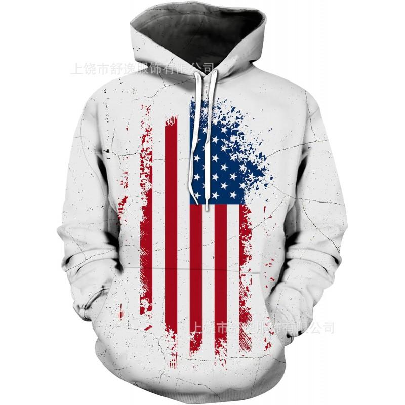 Mens Oversized Hooded Sweatshirt With Digital Print Casual Long Sleeve Top