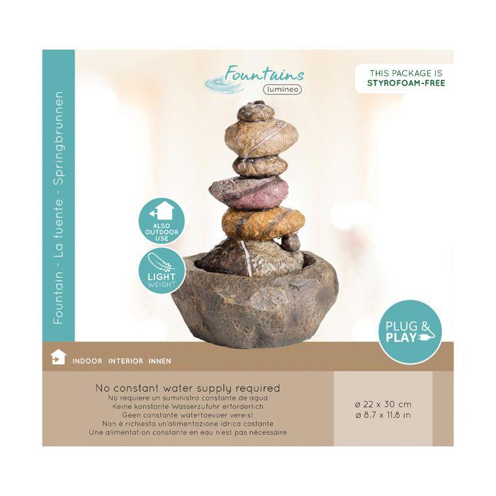 Fontaine Cascade LUMINEO 893009 En Pierre De Polyrésine Avec Éclairage - Blanc