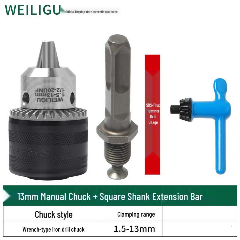 Electric Hammer Drill & Ratchet Wrench with Self-Locking Metal Chuck (0.8-16mm) and Air Impact Conversion Chuck
