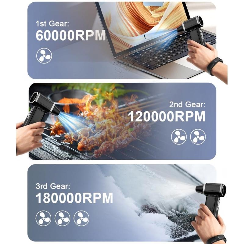 Electric Air Duster 130000RPM Multifunction Fan Cordless Compressed Air Duster Dry Blower for Keyboard Car Indoor