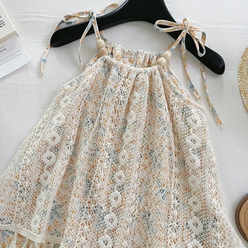 2-12Y Baby Girls Dress Summer Korean Girls Sweet Floral Suspenders Skirt Baby's Girl Cute Children's Lace Dress