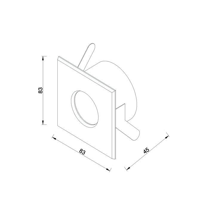 Support downlight carré blanc étanche IP65 Dim 83x83mm