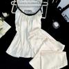 Pure Desire Loungewear with Chest Pads Summer French Romantic Lace Suspenders Trousers Bathrobes Pajamas Three-piece Women's Set