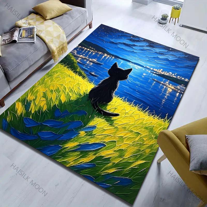 

Multiple sizes Dreamy Night Cat Pattern Carpet for Living Room Bedroom Sofa Home Decor Non-slip Floor Mat Luxury Gift 40cm x 60cm