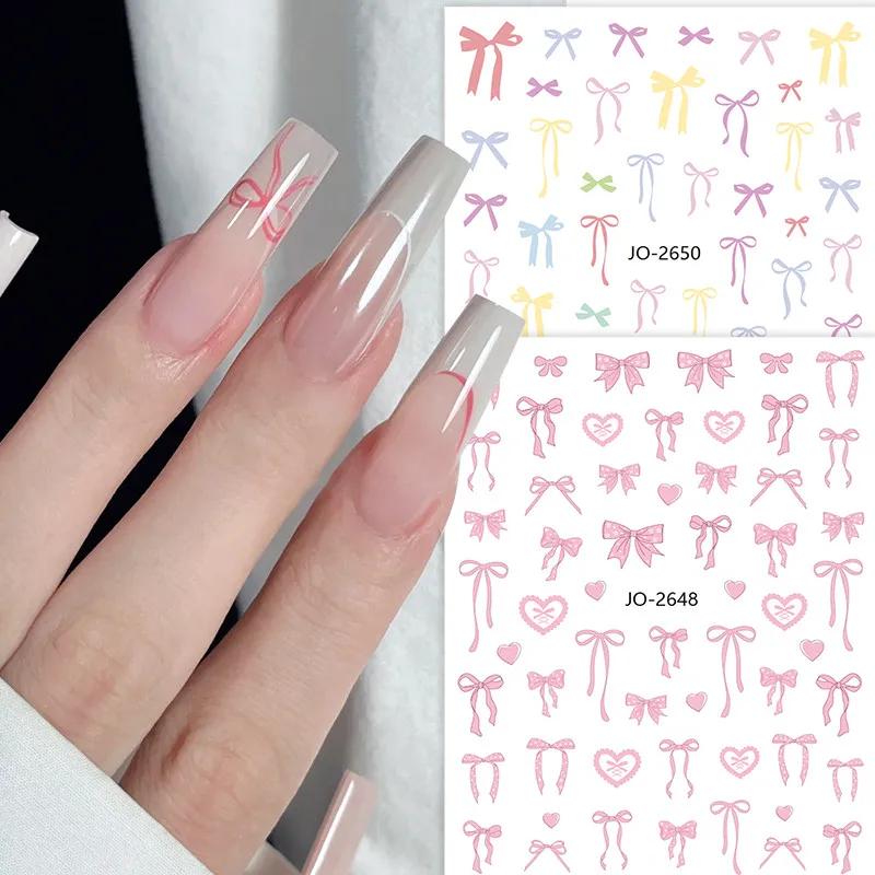 3D Ribbon Cute Silk Bowknot Nail Art Stickers Siders Self-Adhesive Kawaii Nail Decals Decoration DIY Manicure Accessories