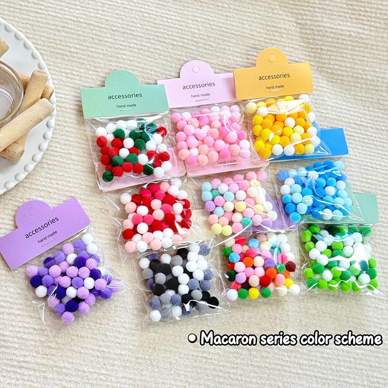 50Pcs Macaron Pom Pom Furry Balls 1Cm Colorful Pompones Soft Furball Handmade Crafts Supplies Diy Decoration Supplies