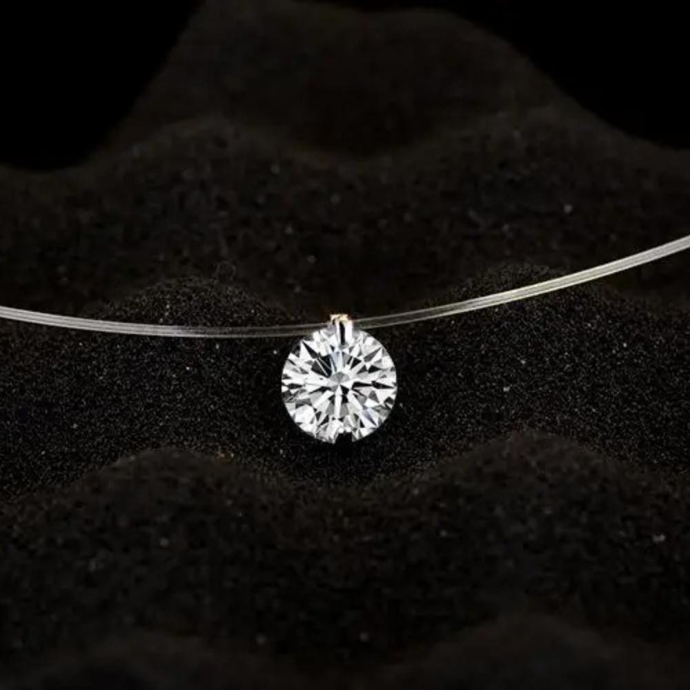 Fashion Shiny Crystal Necklace Zircon Pendant Transparent Fishing Line Invisible Ladies Necklace Jewelry Clavicle Chain Chocker