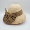 French Retro Elegant Bow Treasure Grass Bell-Shaped Basin Hat Female Summer Celebrity Woven Straw Hat Sun Protection Shade Beach