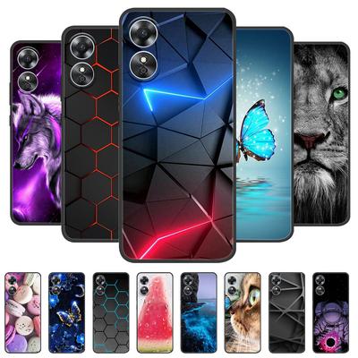 Für Oppo A17 Hülle A 17 4G Hüllen Bemaltes Weiches Silikon Schwarze Hülle für Oppo A17 2022 Hüllen OPPOA17 CPH2477 TPU Coque Schutz