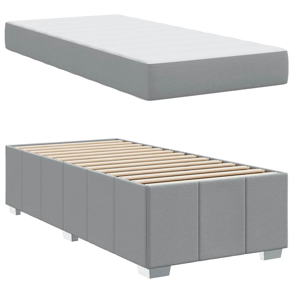 Bed Frame with Mattress Light Grey 100 x 200 cm Fabric